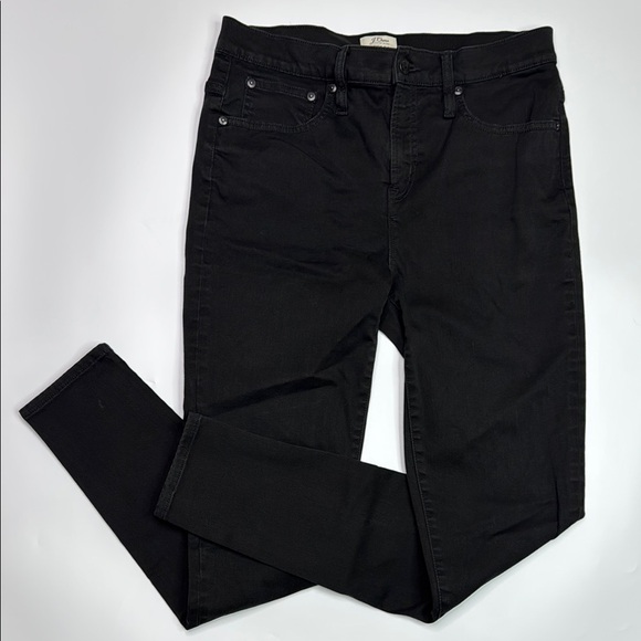 J. Crew 9" High Rise Toothpick Black Denim Skinny Jeans Size 30T - Picture 1 of 12